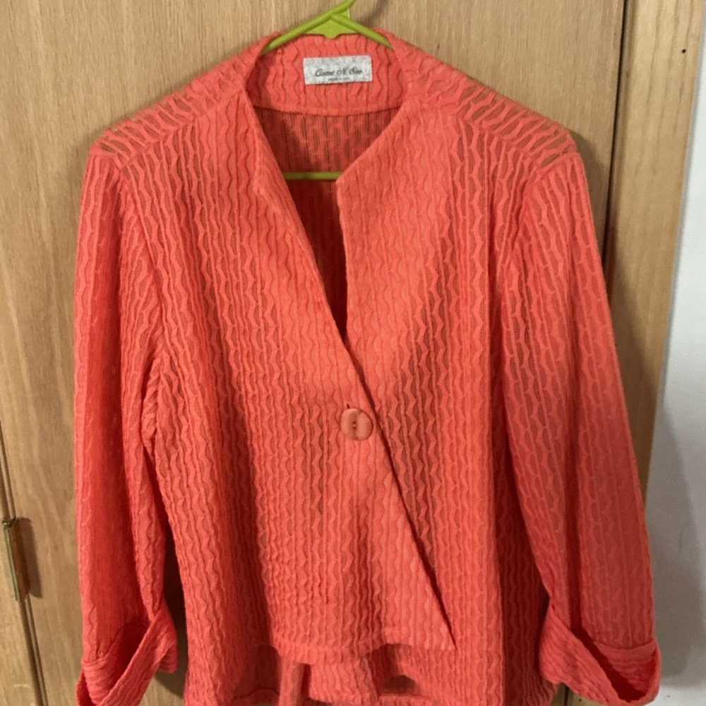 Coldwater Creek Coral Textured Blazer
